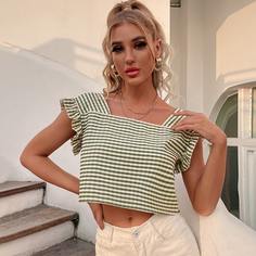 с оборками Клетка Бохо Блузы Shein