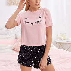 В горошек милый Пижама Shein
