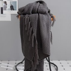 Вязаное одеяло с бахромой Shein