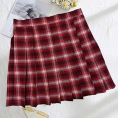 Плиссированная юбка в клетку с молнией сбоку Shein