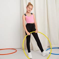 Леггинсы и спортивная майка с текстовой лентой для девочек Shein