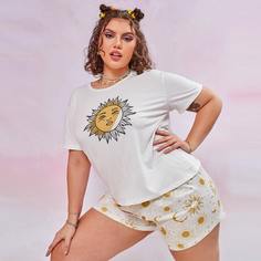 Пижама размера плюс с принтом Shein