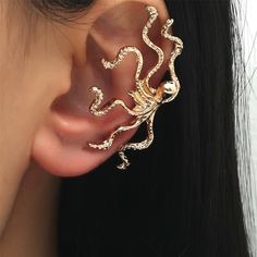 1шт серьги-каффы в форме осьминога Shein