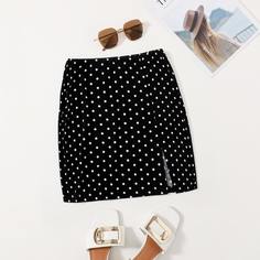 Юбка с разрезом в горошек Shein