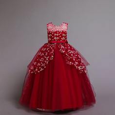 на молнии Цветочный принт Очаровательный Нарядное платье для девочек Shein