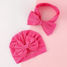 1шт детская шапка и 1шт повязка на голову с бантом Shein