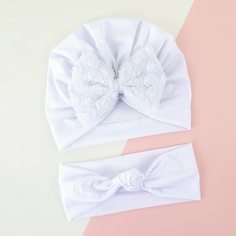 1шт детская шапка и 1шт повязка на голову с бантом Shein