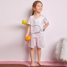 Полосатый милый Домашняя одежда для девочек Shein