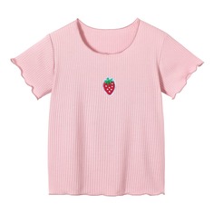 Волнистый край Фрукты и овощи Повседневный Футболки для девочек Shein