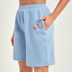 Шорты с текстовым и мультипликационным принтом Shein