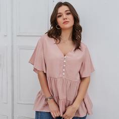 Однотонная блузка размера плюс Shein