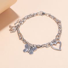 Браслет с сердечком и бабочкой Shein