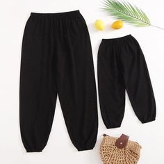 Однотонные брюки с эластичной талией Shein