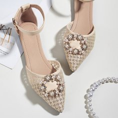 Балетки со стразами и искусственным жемчугом Shein