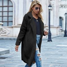 Одноцветный Повседневный Пальто Shein