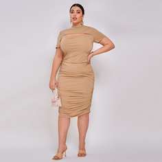 Облегающее платье размера плюс со сборкой Shein