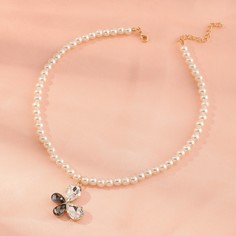 Ожерелье из искусственного жемчуга с бабочкой для девочек Shein