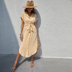 на кулиске Одноцветный Повседневный Платье Shein