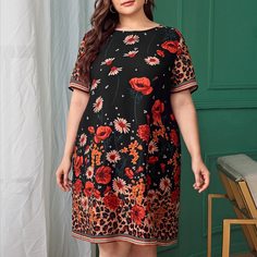 Платье размера плюс с цветочным принтом Shein