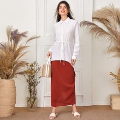 Пояс Одноцветный Повседневный Блузы Shein