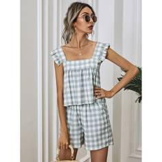 Топ в клетку и шорты Shein