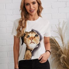Топ с принтом кошек Shein