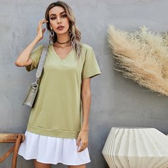 плиссированное Контрастный цвет Повседневный Платье Shein