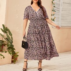 Платье с цветочным принтом размера плюс Shein