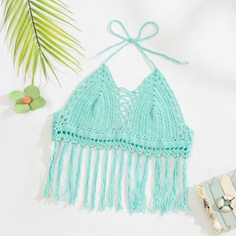 Топ-накидка крючком с бахромой Shein