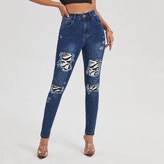 Рваные джинсы скинни с высокой талией Shein