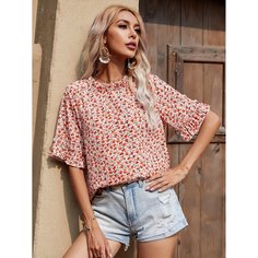 с оборками цветочный Бохо Блузы Shein