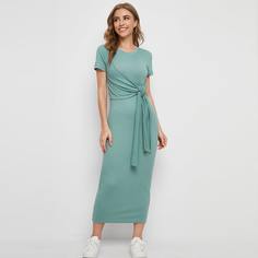 Платье с узлом и разрезом Shein