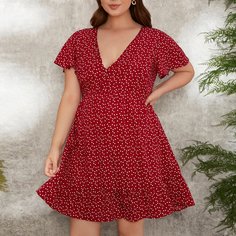 Платье с принтом сердца размера плюс Shein