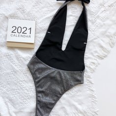 Блестящий слитный купальник Shein