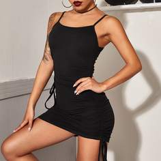 с разрезом Одноцветный Повседневный Платье Shein