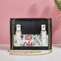 Сумка с цепочкой и цветочным рисунком Shein