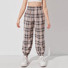 Брюки в клетку для девочек Shein
