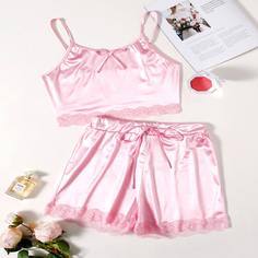 узел Одноцветный Элегантный Комплект пижамы Shein