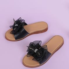 Сандалии-шлепанцы с бантом Shein