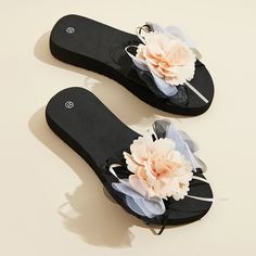 Шлепанцы с цветочным декором Shein