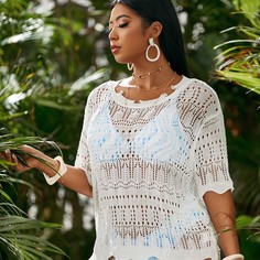 Вязаная накидка размера плюс Shein