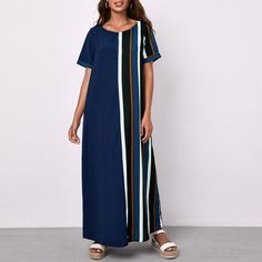 Полосатый Повседневный Арабские платья Shein