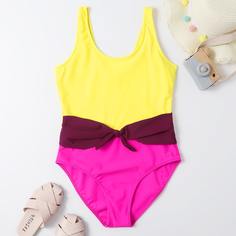 Контрастный слитный купальник для девочек Shein
