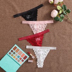 4 пакета трусики с цветочным кружевом Shein