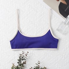 Топ бикини в рубчик с контрастной отделкой Shein