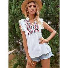 с оборками Цветочный Бохо Блузы Shein