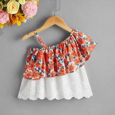 с оборками Цветочный Бохо Блузы для девочек Shein
