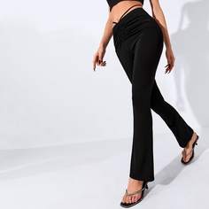 с разрезом Одноцветный Повседневный Брюки Shein