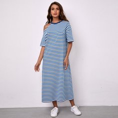 с разрезом Полосатый Повседневный Платье Shein