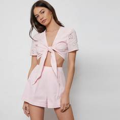 Топ с завязками спереди и широкие шорты Shein